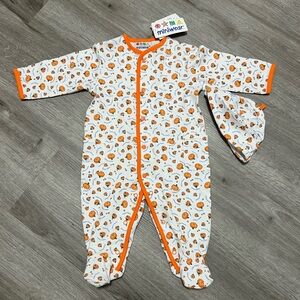 NWT MiniWear Baby Halloween Onesie, trick or‎ treat pumpkin design, 6-9months